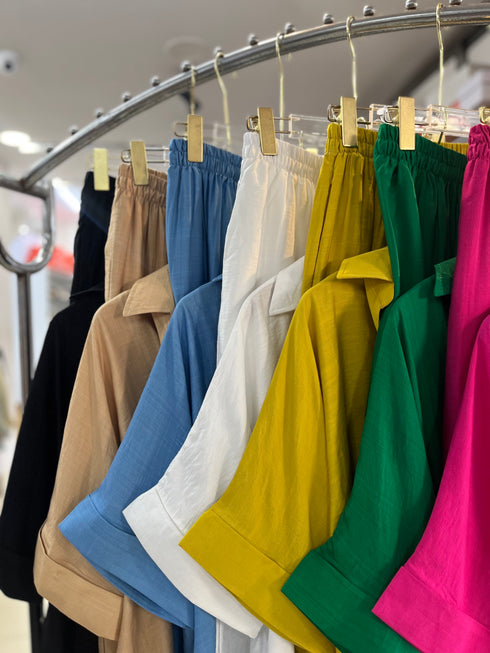 Women Collar Down Half Sleeves Pullover Shirts With Loose Trousers